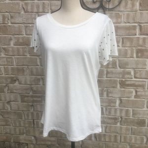 Style & Co Scoop Neck Flutter Sleeve Tee M NWOT